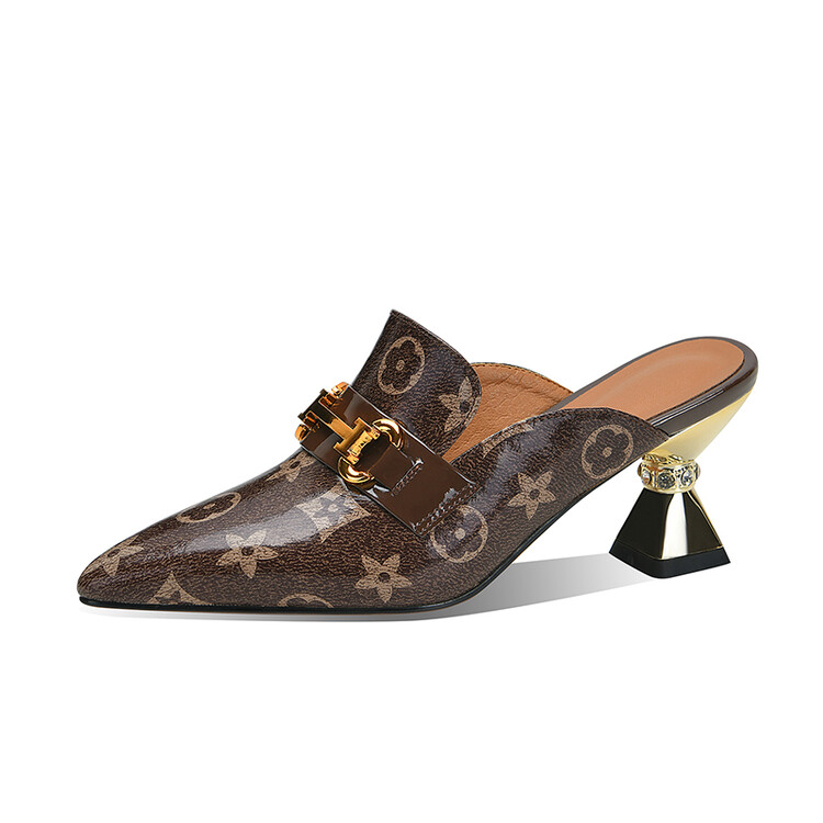 Women's Closed Toe Slippers with Rhinestone and Metal Accents - Style a.html