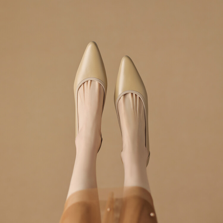 Women's Minimalist Pointed Toe Slip-On Shoes with Chunky Mid Heel - Style q.html