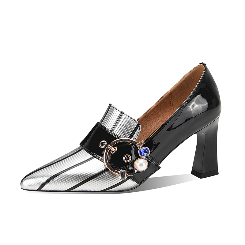 Women's Pointed Toe Mid Heel Pumps - Deep Mouth Slip-On Shoes
