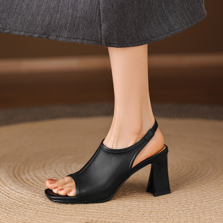 Women's Open Toe Block Heel Square Toe Sandals Summer 2026