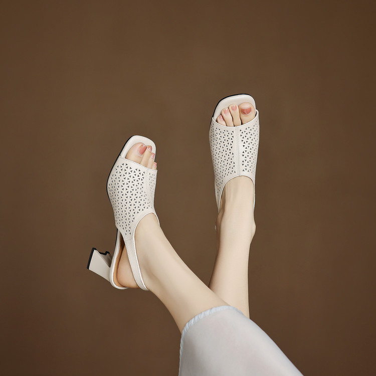Women's Open Toe Block Heel Sandals - Style a.html