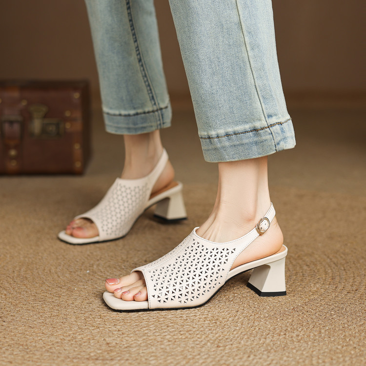Women's Open Toe Block Heel Sandals - Style a.html