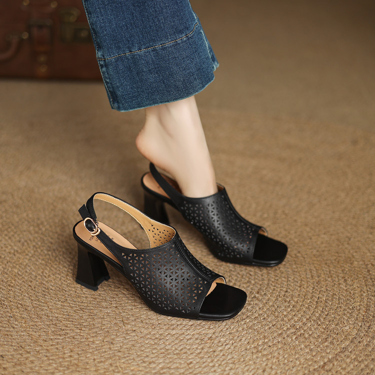 Women's Open Toe Block Heel Sandals - Style a.html