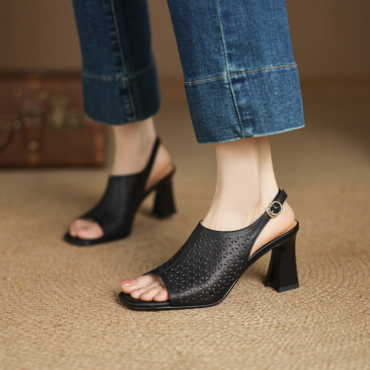 Women's Open Toe Block Heel Sandals - Style a.html