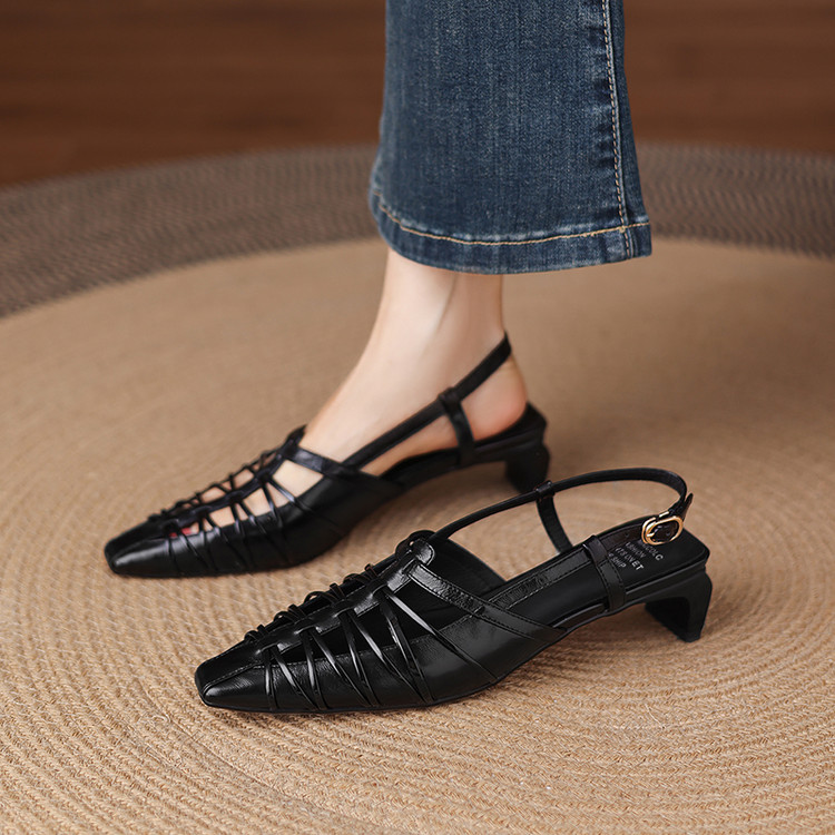 Women's Closed Toe Pointed Toe Block Heel Sandals